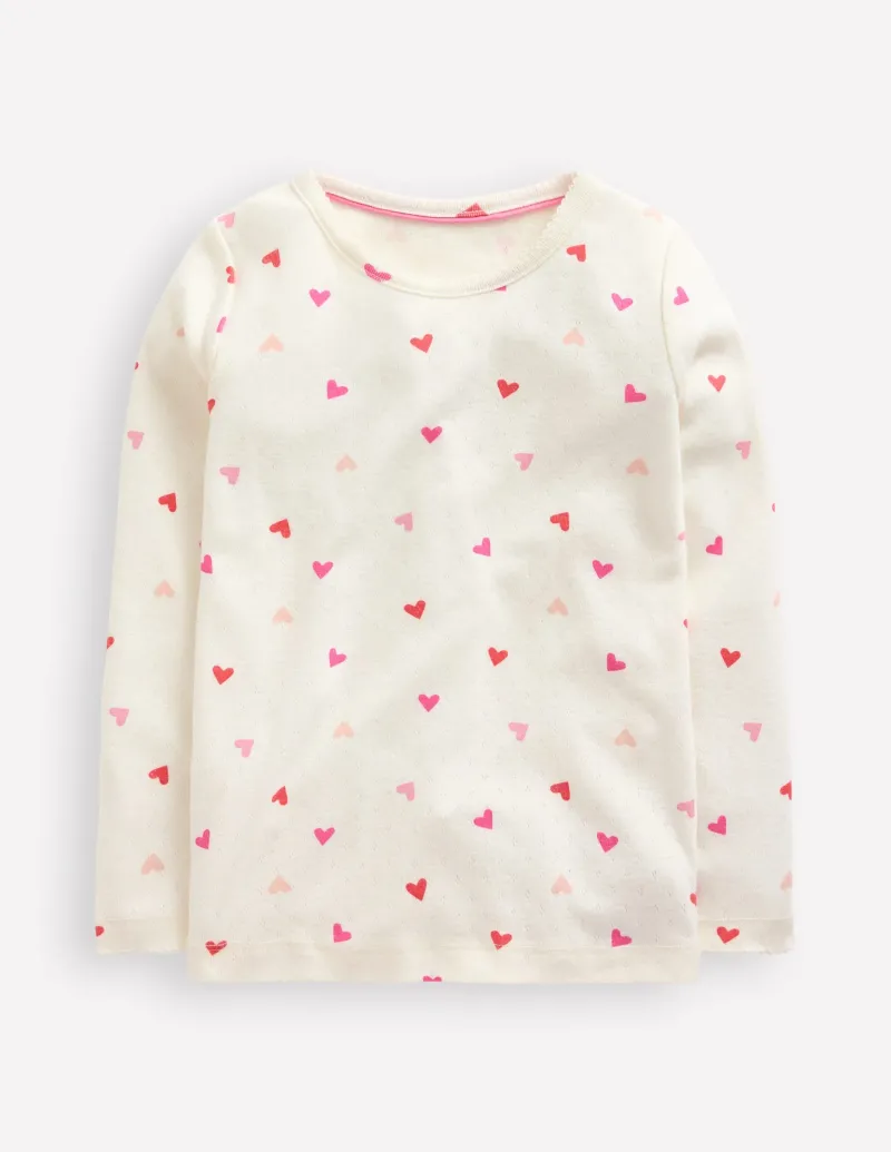 Oberteile & T-shirts | Boden Langärmeliges Oberteil mit Pointelle-Muster-Naturweiß Herzen NaturweißHerzen