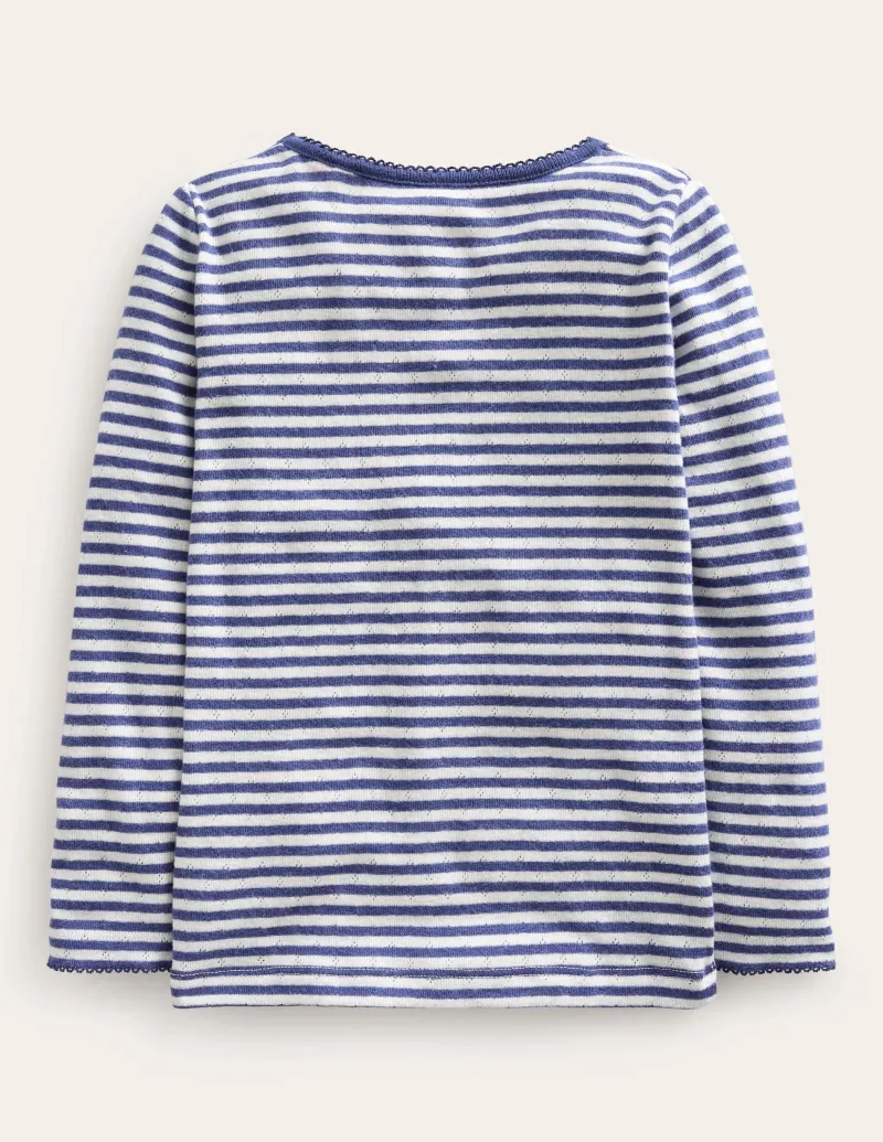 Oberteile & T-shirts | Boden Langärmeliges Oberteil mit Pointelle-Muster-Steuerbordblau/Sanftes Naturweiß Steuerbordblau/SanftesNaturweiß