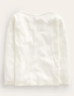 Oberteile & T-shirts | Boden Langärmeliges Oberteil mit Pointelle-Muster-Sanftes Naturweiß SanftesNaturweiß