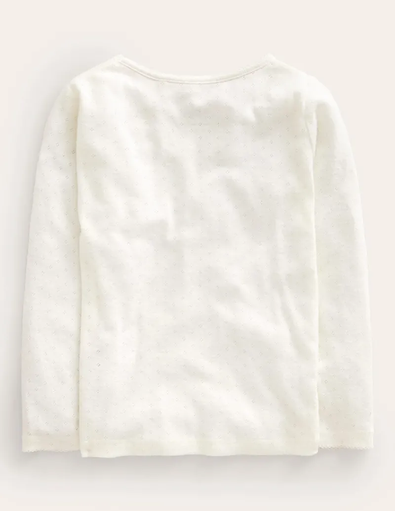 Oberteile & T-shirts | Boden Langärmeliges Oberteil mit Pointelle-Muster-Sanftes Naturweiß SanftesNaturweiß