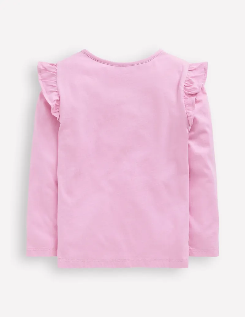Oberteile & T-shirts | Boden Langärmeliges Oberteil mit Rüschen und Logo-Kaugummirosa Hunde KaugummirosaHunde