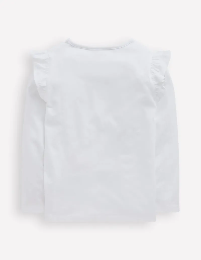 Oberteile & T-shirts | Boden Langärmeliges Oberteil mit Rüschen und Logo-Naturweiß Catisserie NaturweißCatisserie