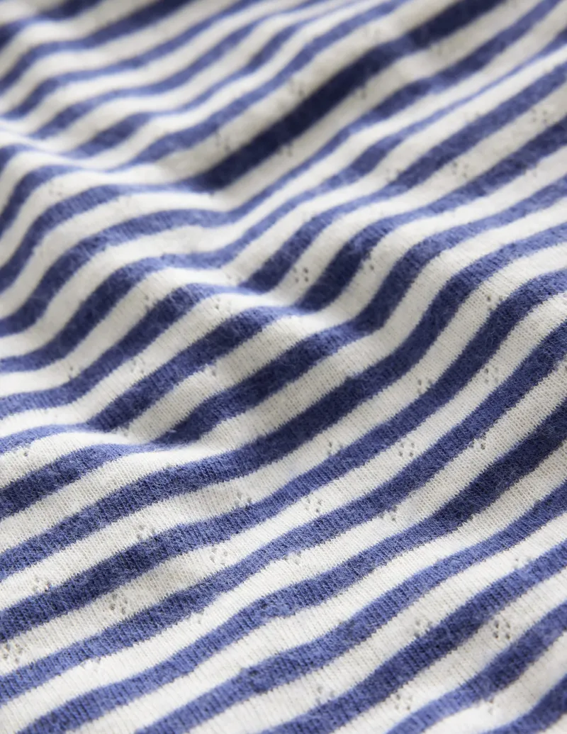 Oberteile & T-shirts | Boden Langärmeliges Oberteil mit Pointelle-Muster-Steuerbordblau/Sanftes Naturweiß Steuerbordblau/SanftesNaturweiß