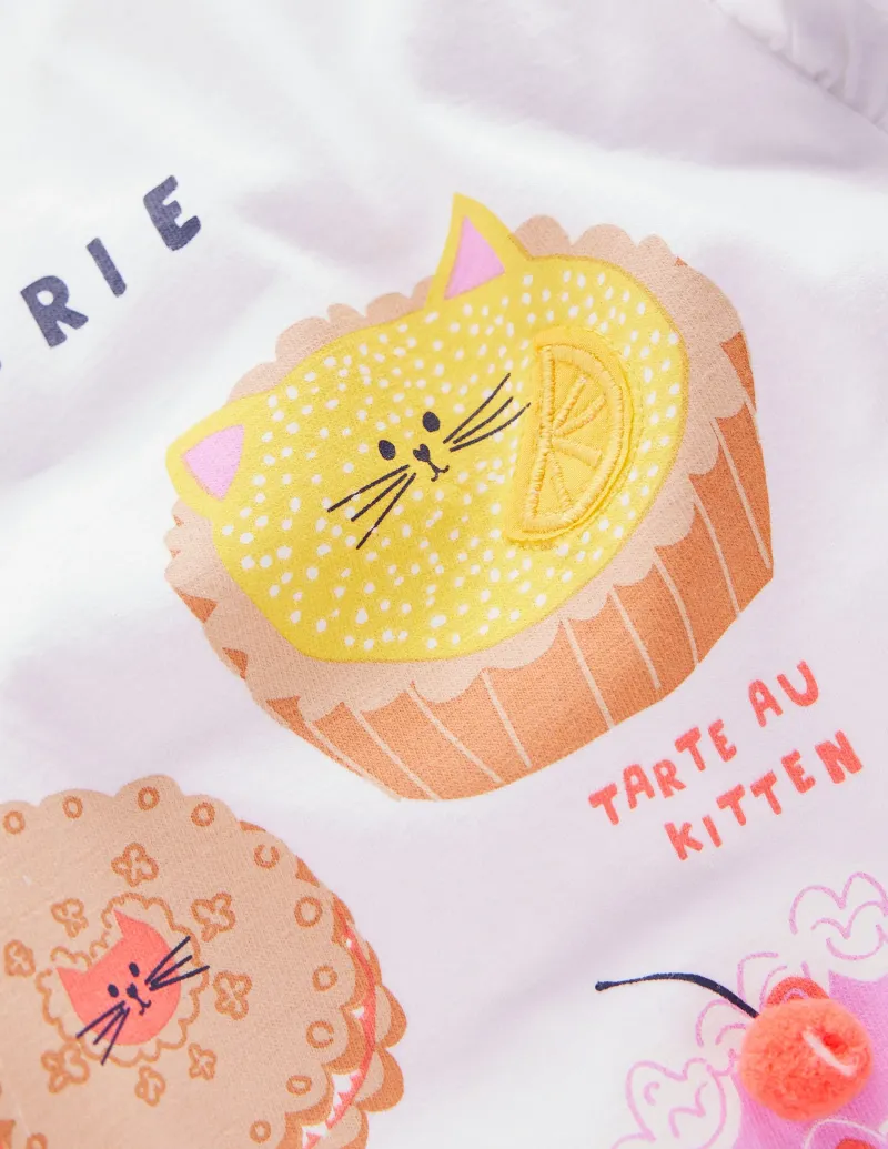 Oberteile & T-shirts | Boden Langärmeliges Oberteil mit Rüschen und Logo-Naturweiß Catisserie NaturweißCatisserie