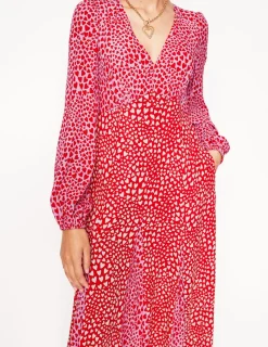Kleider & Jumpsuits | Kleider In Petite | Boden Langärmeliges Teekleid mit Lisarock-Rosa, Herz-Cluster Rosa,Herz-Cluster