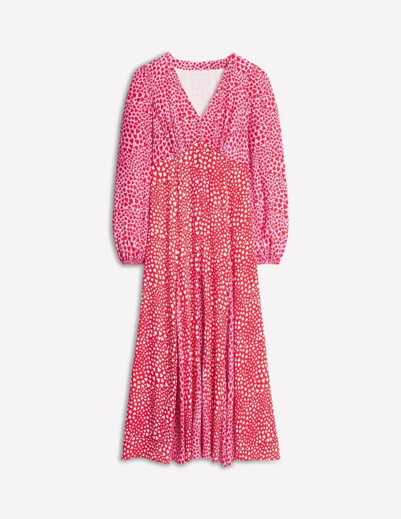 Kleider & Jumpsuits | Kleider In Petite | Boden Langärmeliges Teekleid mit Lisarock-Rosa, Herz-Cluster Rosa,Herz-Cluster