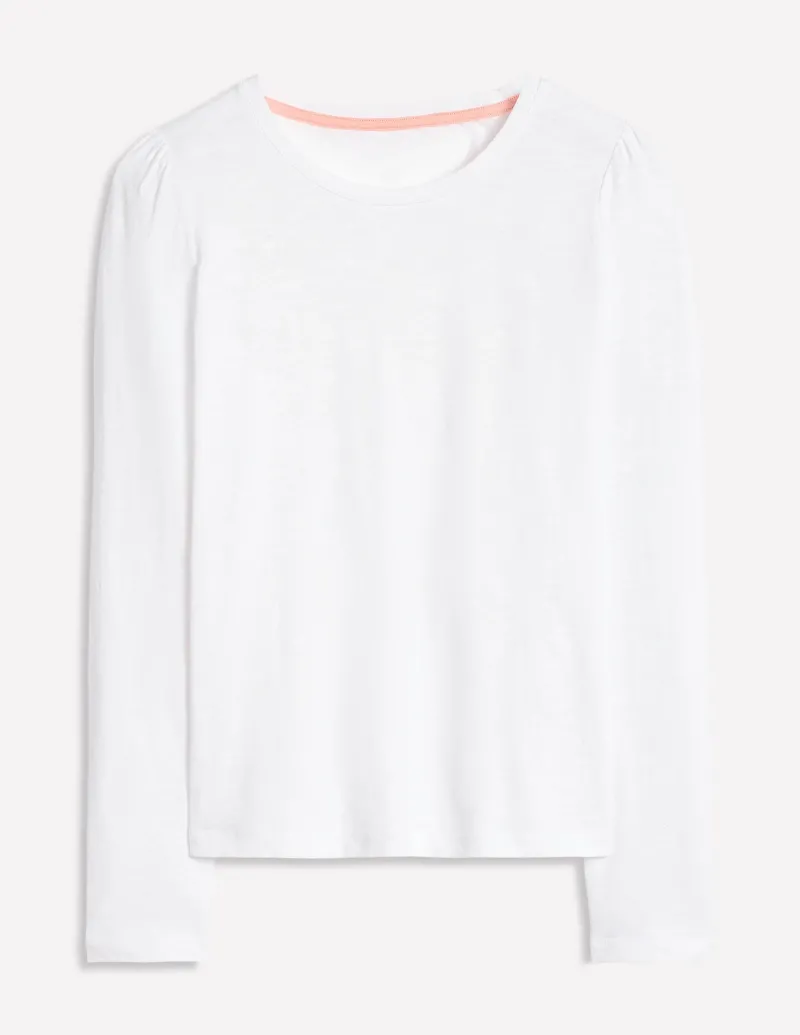 T-shirts & Tops | Oberteile | Boden Langärmliges Oberteil aus Baumwolle mit Rundhalsausschnitt- Weiß