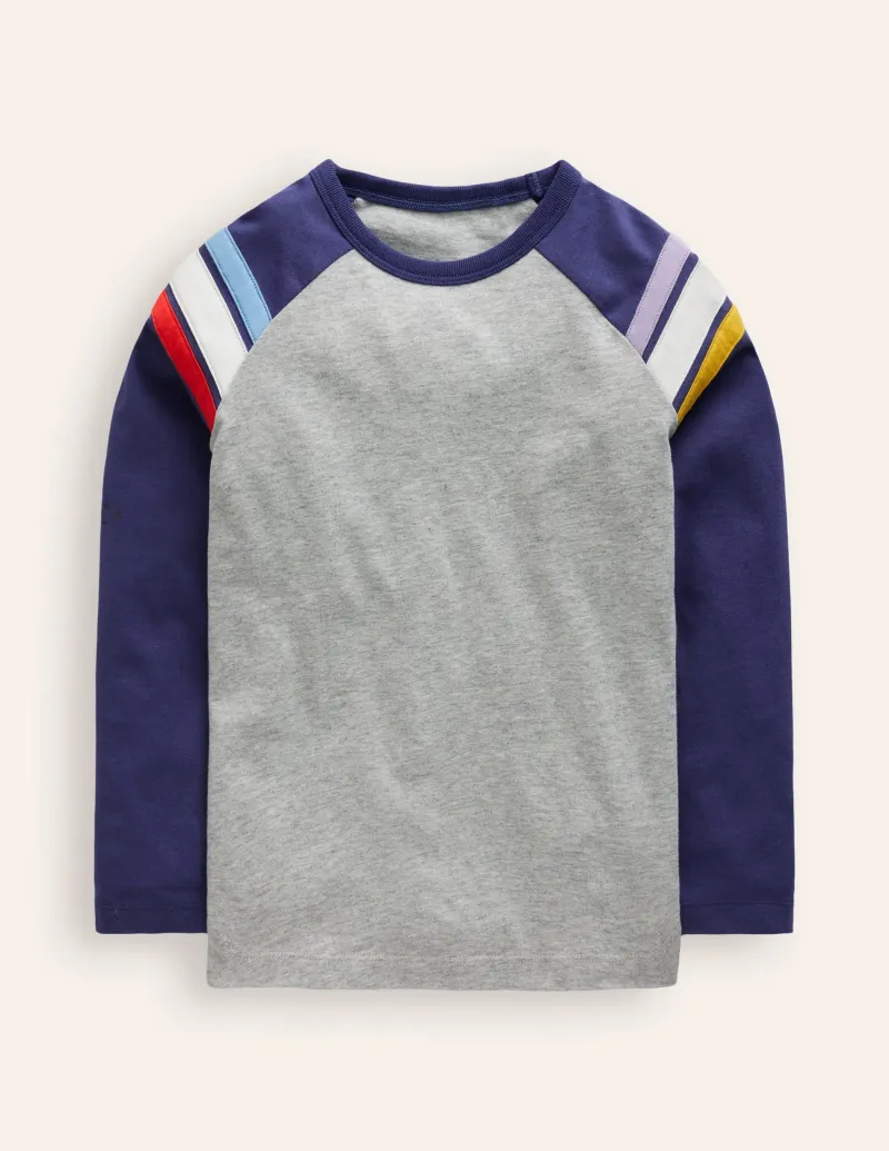 Oberteile & T-shirts | Boden Langärmliges T-Shirt mit Raglanärmeln-Grau Meliert/Steuerbord-Blau GrauMeliert/Steuerbord-Blau