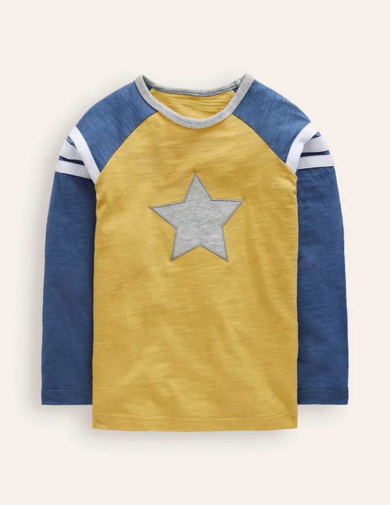 Oberteile & T-shirts | Boden Langärmliges T-Shirt mit Raglanärmeln-Tropisches Gelb/Blauhäher TropischesGelb/Blauhäher
