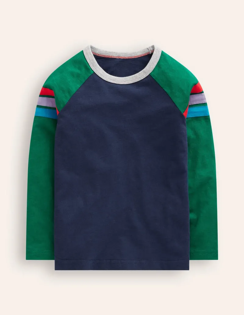 Oberteile & T-shirts | Boden Langärmliges T-Shirt mit Raglanärmeln-Juwelgrün/ Marineblau Juwelgrün/Marineblau