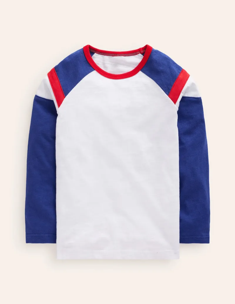 Oberteile & T-shirts | Boden Langärmliges T-Shirt mit Raglanärmeln-Naturweiß/Blendend Blau Naturweiß/BlendendBlau