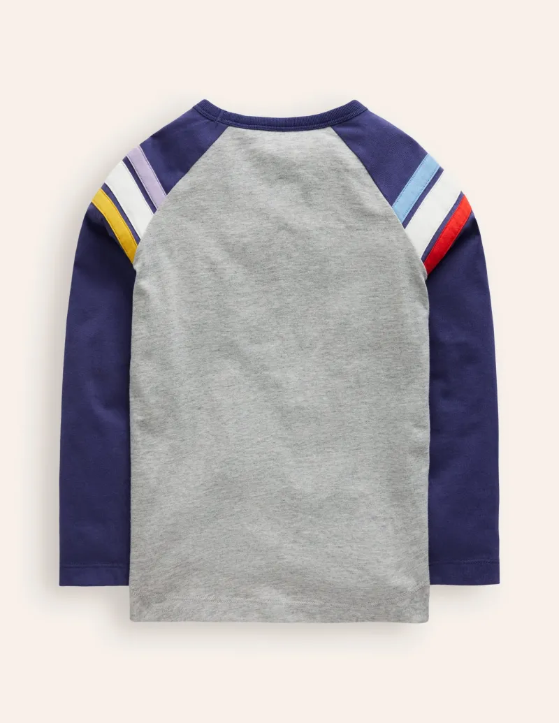 Oberteile & T-shirts | Boden Langärmliges T-Shirt mit Raglanärmeln-Grau Meliert/Steuerbord-Blau GrauMeliert/Steuerbord-Blau