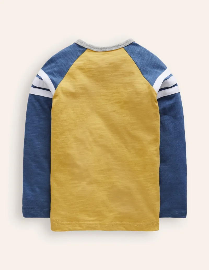 Oberteile & T-shirts | Boden Langärmliges T-Shirt mit Raglanärmeln-Tropisches Gelb/Blauhäher TropischesGelb/Blauhäher