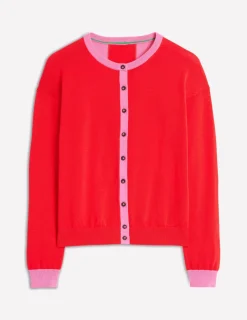Pullover & Strickjacken | Boden Lara Lockere Baumwoll-Strickjacke-Rot, Karminrosa Rot,Karminrosa