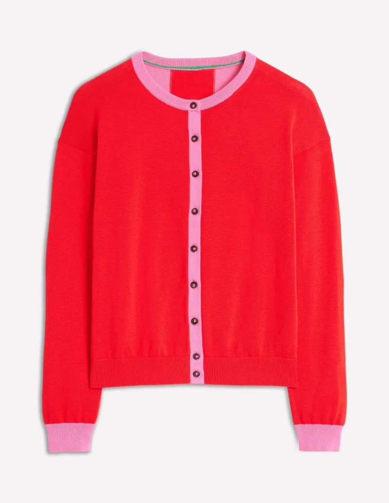 Pullover & Strickjacken | Boden Lara Lockere Baumwoll-Strickjacke-Rot, Karminrosa Rot,Karminrosa