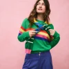Pullover & Strickjacken | Boden Lara Lockerer Baumwollpullover-Leuchtendes Grün Streifen auf der Brust LeuchtendesGrünStreifenaufderBrust