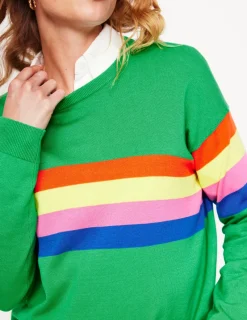 Pullover & Strickjacken | Boden Lara Lockerer Baumwollpullover-Leuchtendes Grün Streifen auf der Brust LeuchtendesGrünStreifenaufderBrust
