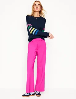 Pullover & Strickjacken | Boden Lara Lockerer Baumwollpullover-Marineblau Regenbogenstreifen an den Ärmeln MarineblauRegenbogenstreifenandenÄrmeln