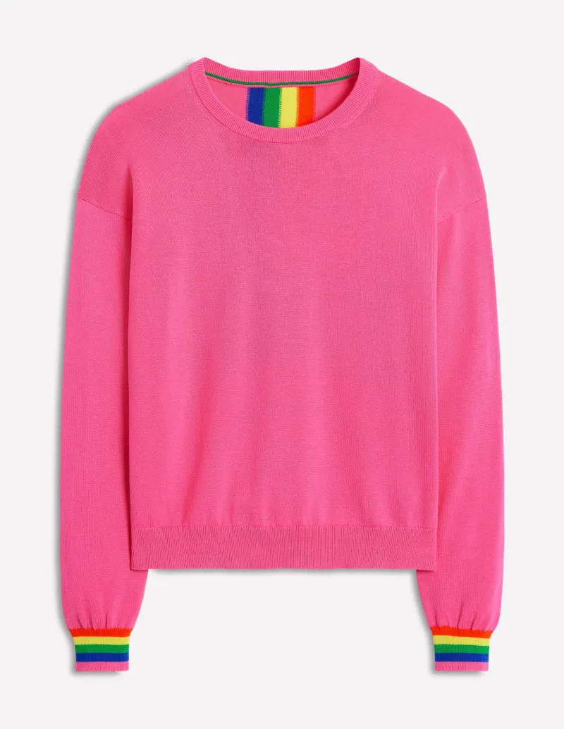 Pullover & Strickjacken | Boden Lara Lockerer Baumwollpullover-Sorbet-Rosa, Regenbogen Sorbet-Rosa,Regenbogen