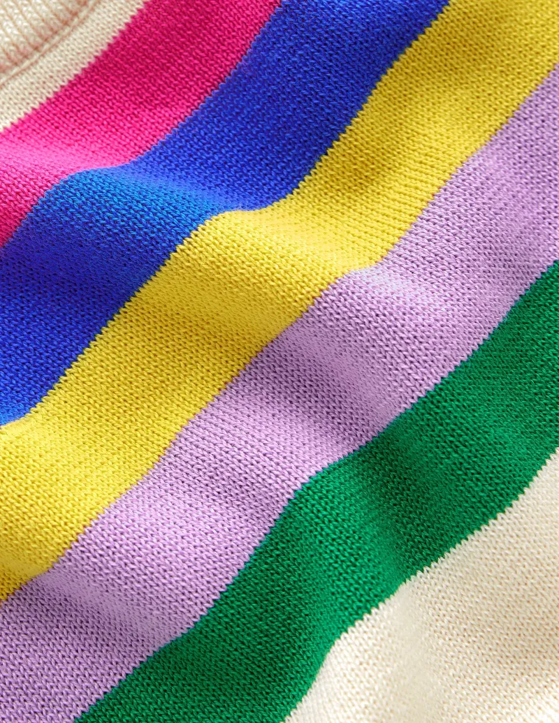 Pullover & Strickjacken | Boden Lara Lockerer Baumwollpullover-Warmes Naturweiß Regenbogenstreifen WarmesNaturweißRegenbogenstreifen