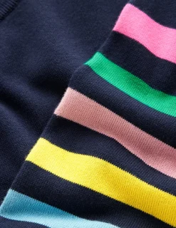Pullover & Strickjacken | Boden Lara Lockerer Baumwollpullover-Marineblau Regenbogenstreifen an den Ärmeln MarineblauRegenbogenstreifenandenÄrmeln