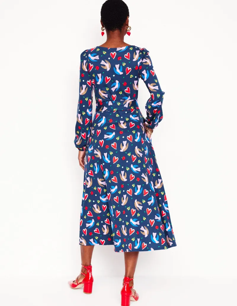 Kleider & Jumpsuits | Midi | Boden Leandra Jersey-Midikleid-Französisches Marineblau, Herzflattern FranzösischesMarineblau,Herzflattern