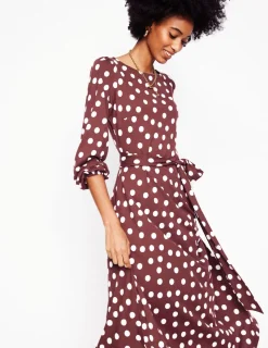 Kleider & Jumpsuits | Midi | Boden Leandra Jersey-Midikleid-Kastanie, Abstrakte Punkte Kastanie,AbstraktePunkte