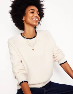 Pullover & Strickjacken | Boden Lena Pullover mit Ziernaht-Warmes Naturweiß WarmesNaturweiß