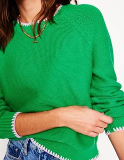 Pullover & Strickjacken | Boden Lena Pullover mit Ziernaht-Grünes Tamburin GrünesTamburin