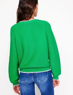 Pullover & Strickjacken | Boden Lena Strickjacke mit Ziernaht-Grünes Tamburin GrünesTamburin