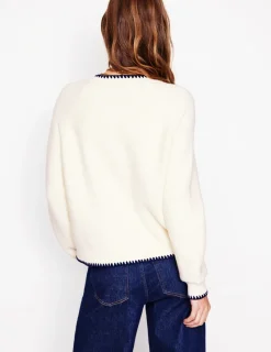 Pullover & Strickjacken | Boden Lena Strickjacke mit Ziernaht-Warmes Naturweiß WarmesNaturweiß
