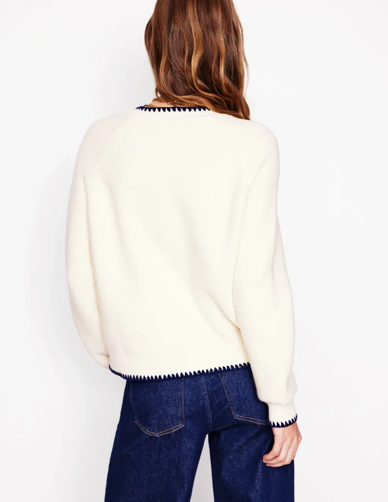 Pullover & Strickjacken | Boden Lena Strickjacke mit Ziernaht-Warmes Naturweiß WarmesNaturweiß