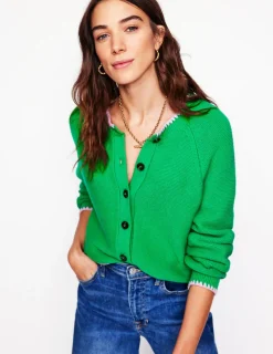 Pullover & Strickjacken | Boden Lena Strickjacke mit Ziernaht-Grünes Tamburin GrünesTamburin