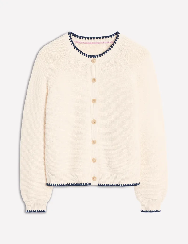 Pullover & Strickjacken | Boden Lena Strickjacke mit Ziernaht-Warmes Naturweiß WarmesNaturweiß