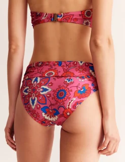 Bademode | Boden Levanzo Bikinihose mit Faltendetail-Rosa, Botanisch Welle Rosa,BotanischWelle