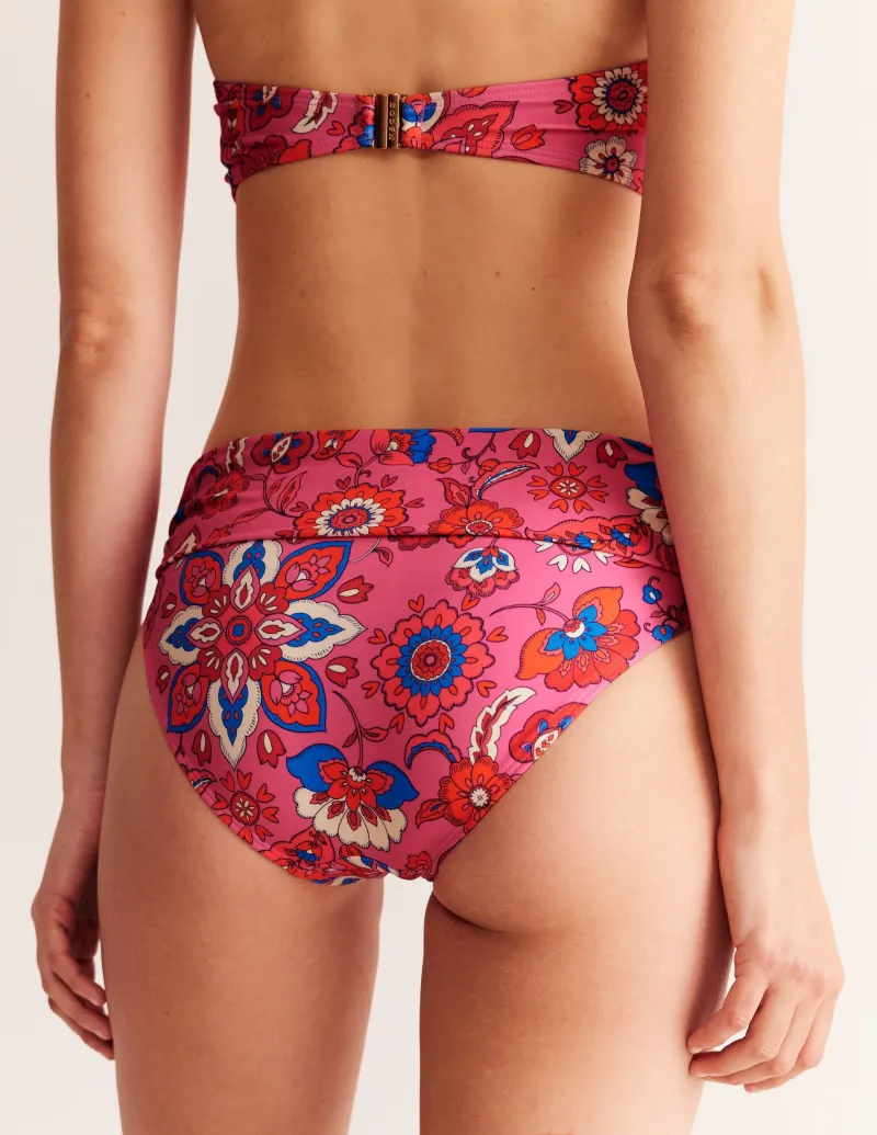 Bademode | Boden Levanzo Bikinihose mit Faltendetail-Rosa, Botanisch Welle Rosa,BotanischWelle