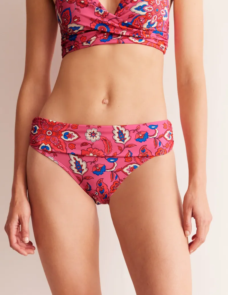 Bademode | Boden Levanzo Bikinihose mit Faltendetail-Rosa, Botanisch Welle Rosa,BotanischWelle
