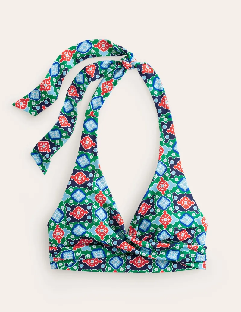Bademode | Boden Levanzo Neckholder-Bikinioberteil-Grünes Tamburin, Küsten-Kachel GrünesTamburin,Küsten-Kachel
