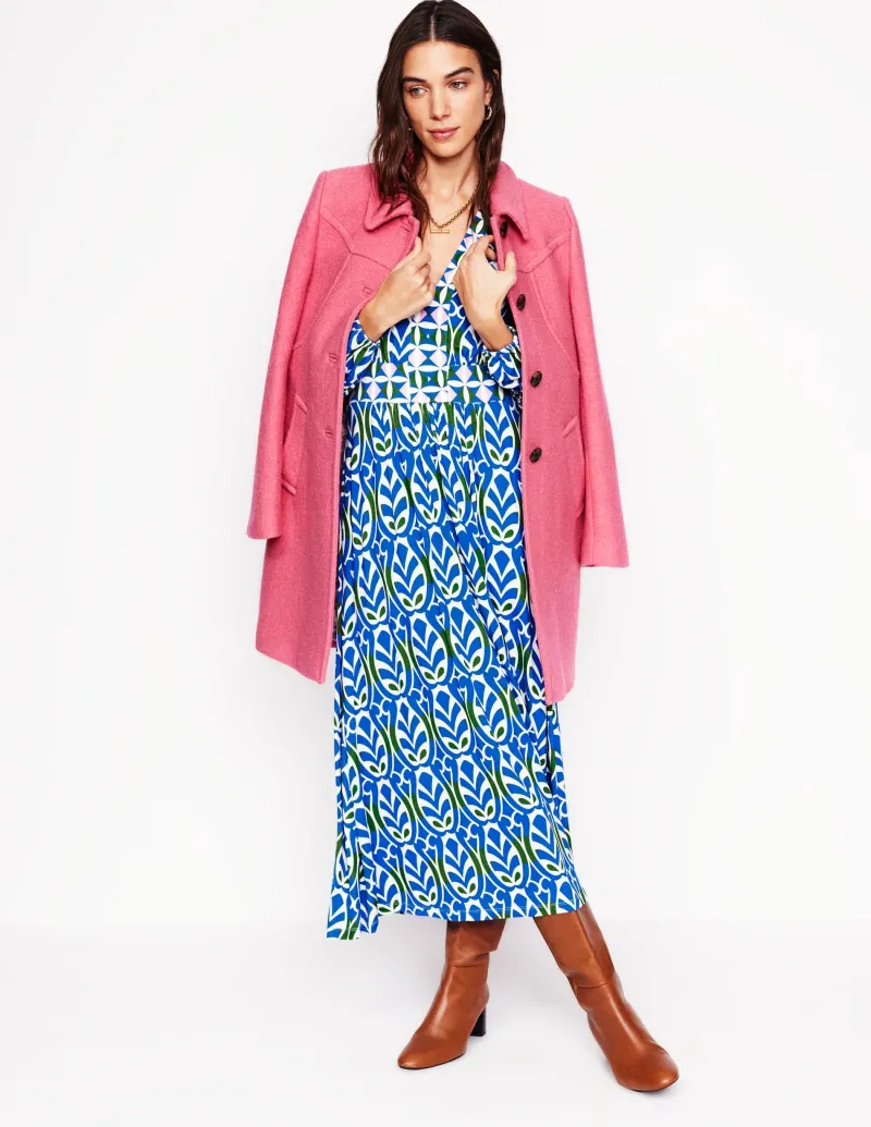 Kleider & Jumpsuits | Midi | Boden Lily Midikleid mit langen Ärmeln-Galerieblau, Blattterrasse Galerieblau,Blattterrasse