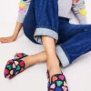Flache Schuhe | Loafer | Boden Loafer im Slipper-Stil-Bunt Marineblau Herzen BuntMarineblauHerzen