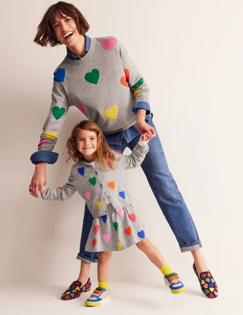 Flache Schuhe | Loafer | Boden Loafer im Slipper-Stil-Bunt Marineblau Herzen BuntMarineblauHerzen