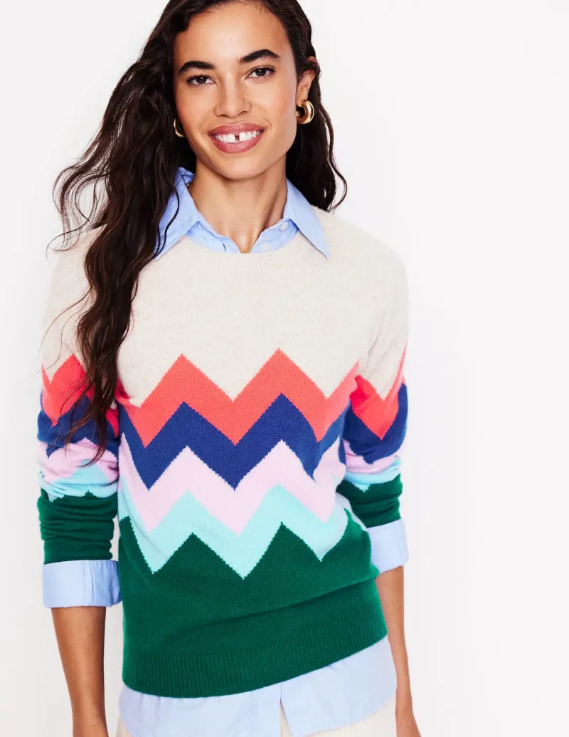 Pullover & Strickjacken | Boden Lydia Kaschmirpullover-Bunt, Zickzack Bunt,Zickzack