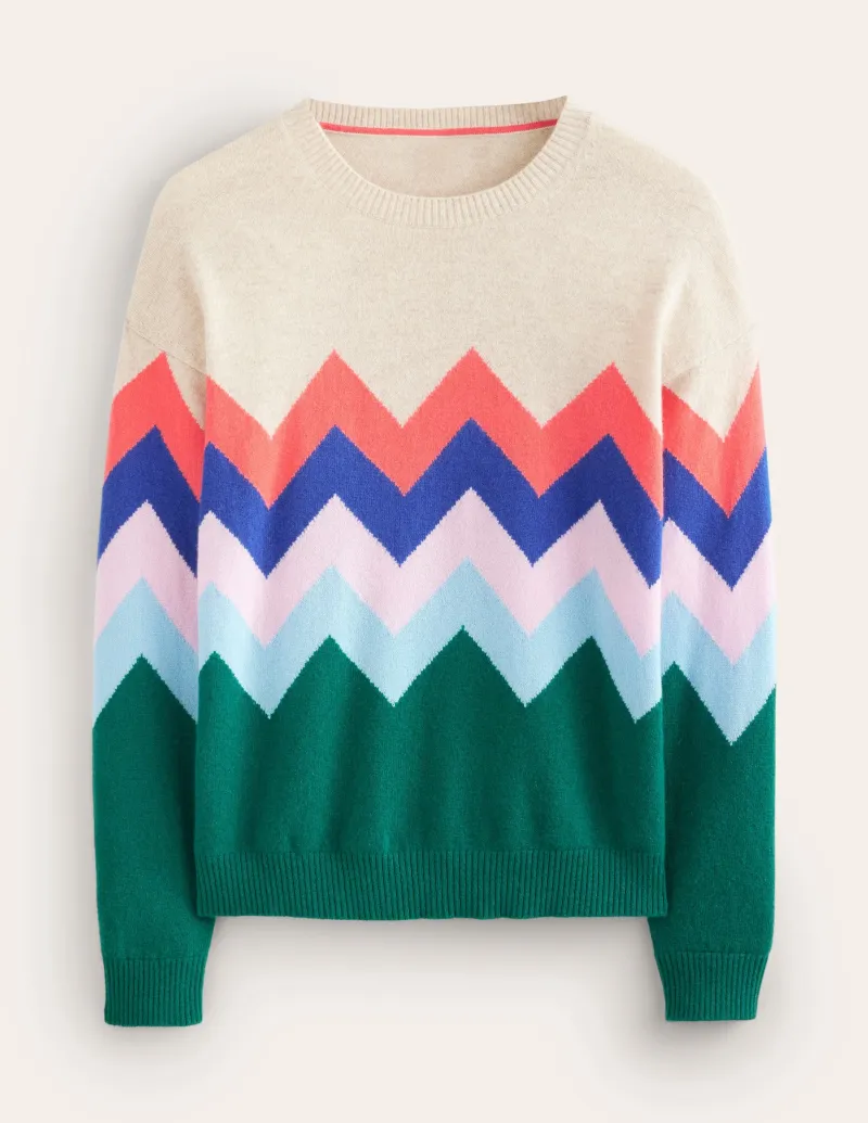 Pullover & Strickjacken | Boden Lydia Kaschmirpullover-Bunt, Zickzack Bunt,Zickzack