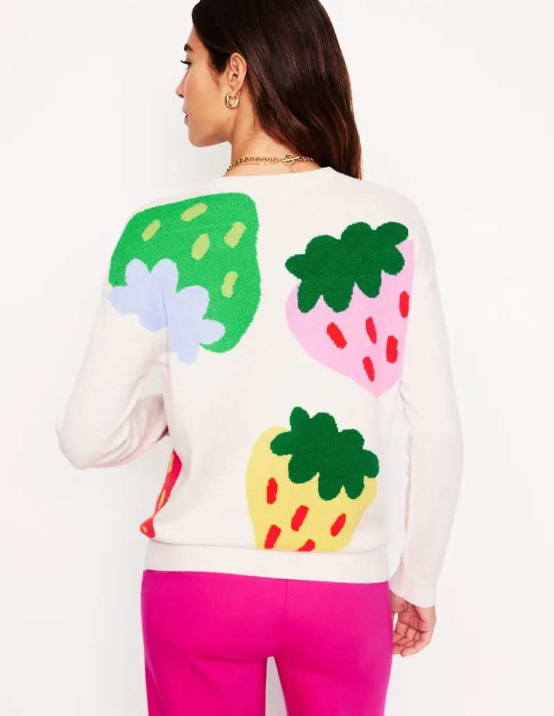 Pullover & Strickjacken | Boden Lydia Kaschmirpullover-Ecru, Erdbeeren Ecru,Erdbeeren