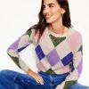 Pullover & Strickjacken | Boden Lydia Kaschmirpullover-Grün und Flieder Bunt Argyle GrünundFliederBuntArgyle