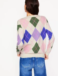 Pullover & Strickjacken | Boden Lydia Kaschmirpullover-Grün und Flieder Bunt Argyle GrünundFliederBuntArgyle