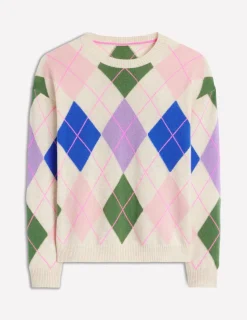 Pullover & Strickjacken | Boden Lydia Kaschmirpullover-Grün und Flieder Bunt Argyle GrünundFliederBuntArgyle