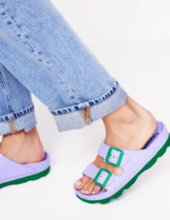 Flache Schuhe | Sandalen | Boden Lyla Pantoletten mit doppelter Schnalle- Lavendellila