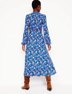 Kleider & Jumpsuits | Midi | Boden Maeve Jersey-Midikleid mit Besatz-Galerie-Blau, Blütenpracht Galerie-Blau,Blütenpracht