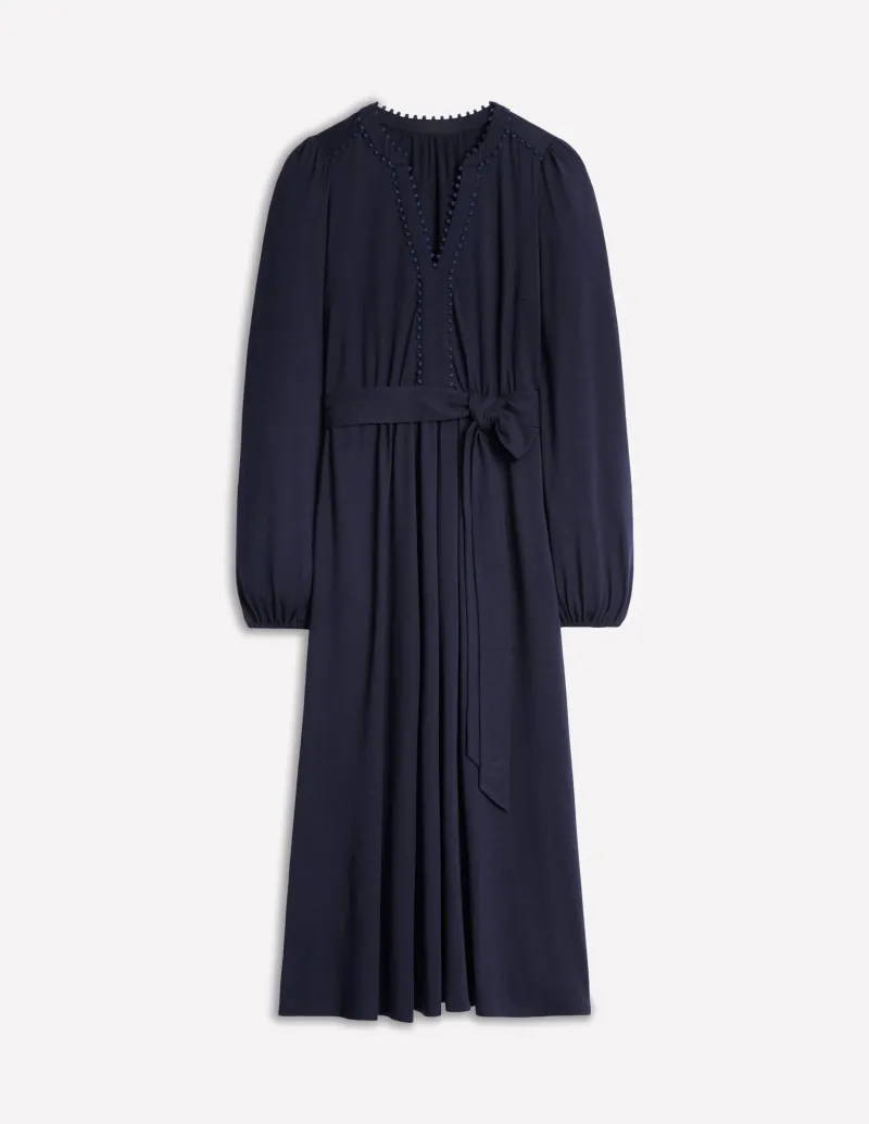 Kleider & Jumpsuits | Midi | Boden Maeve Jersey-Midikleid mit Besatz-Aqua Marine Marl AquaMarineMarl